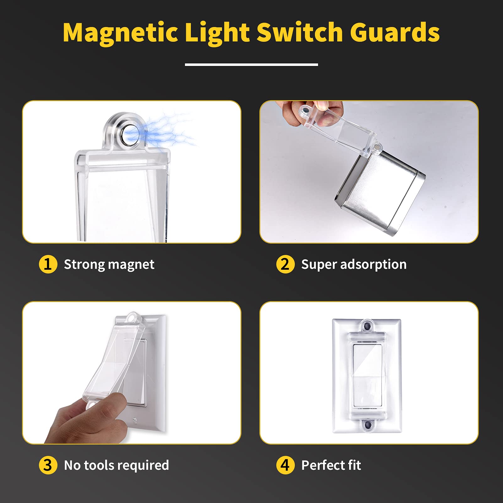 Light Switch Guard Cover- Pszeznz Light Switch Outlet Covers For Flat Modern Wall Switches-Child Safety Protection(Clear,1 Piece)